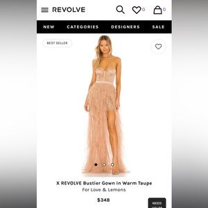 X Revolve Bustier Gown in Warm Taupe